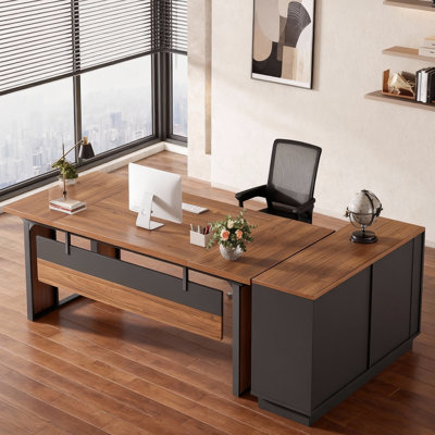 Premium Modern Contemporary L-Shaped Desk Workstation with Heavy-Duty Metal Frame, Premium High-End Furniture