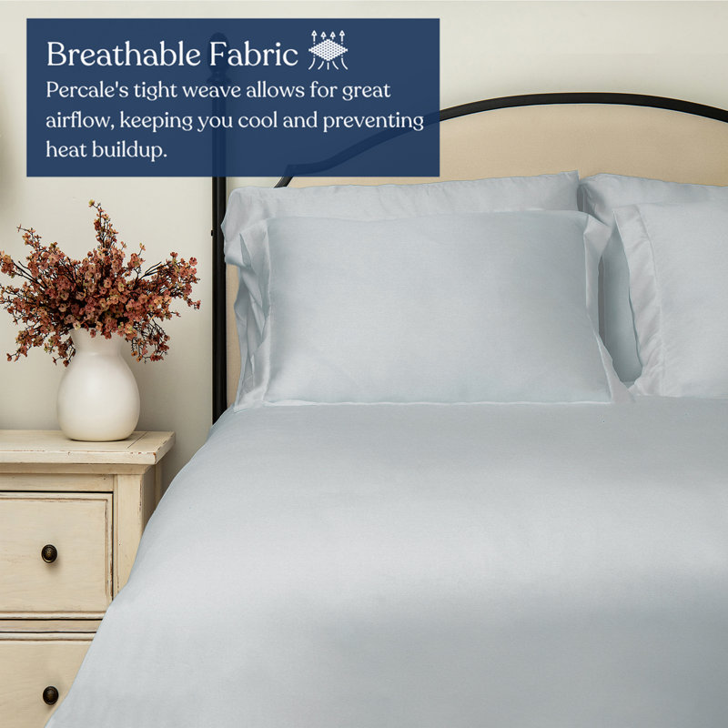 Perecale Bedding 100% Organic Cotton Percale Fitted Sheet, 400 Thread Count GOTS Certified, Smooth & Moisture-Wicking