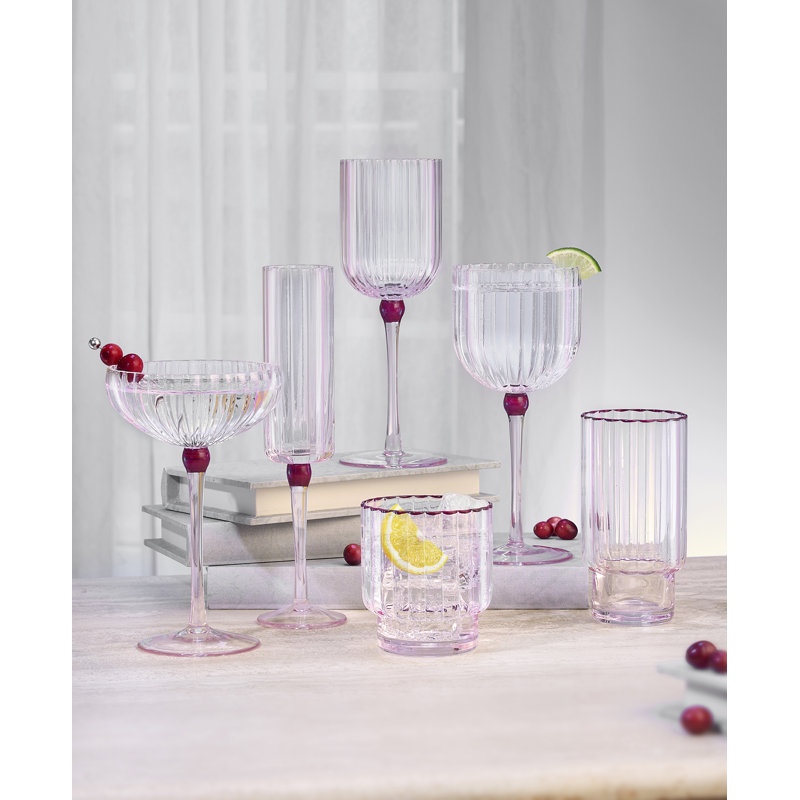 Ensemble de 4 verres cranberry Highball