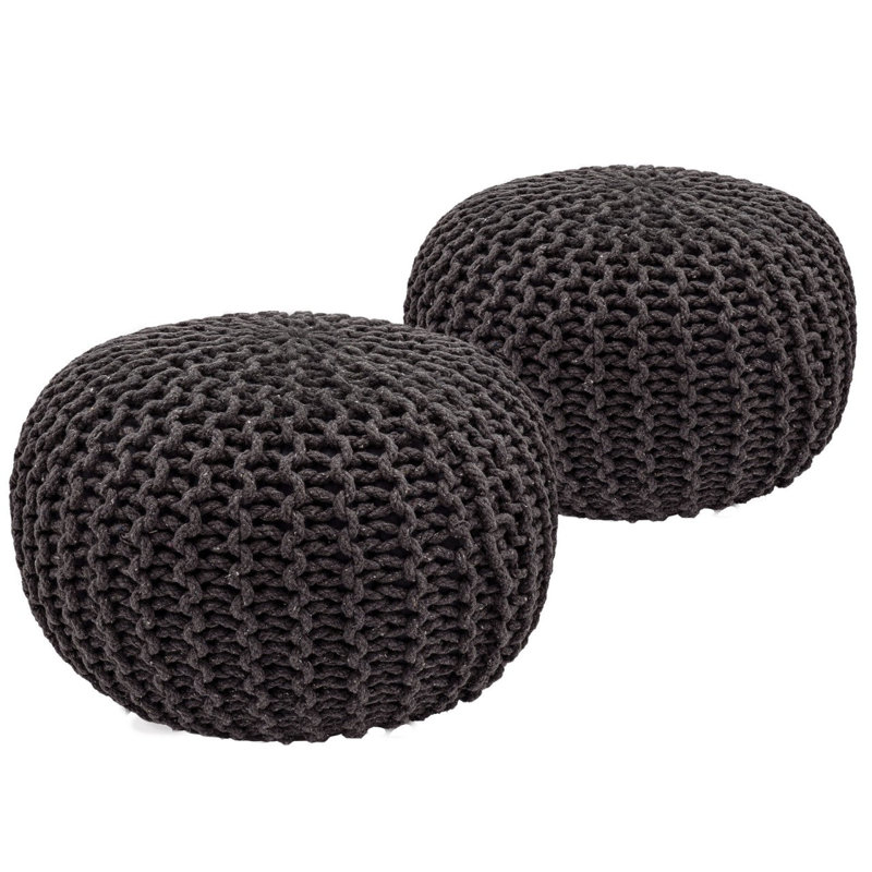 Iyana 55cm Wide Pouf Ottoman, Dark Grey