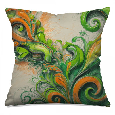 Coussins décoratifs Green Orange Swirls