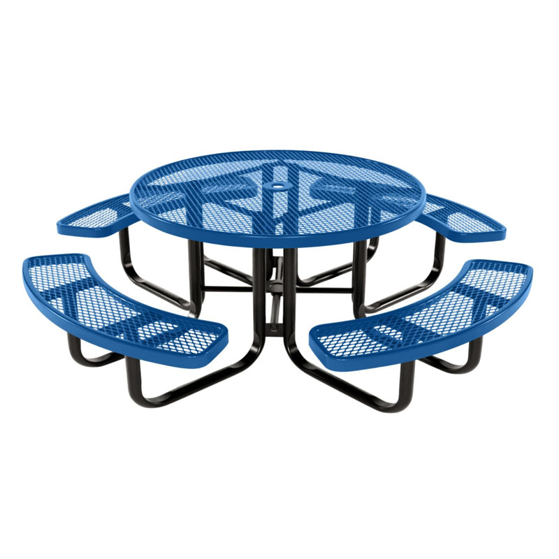 Table de pique-nique ronde de 117 cm, bleu pâle texturé, pour enfants, 46 In, Round Childrens, Expanded Metal