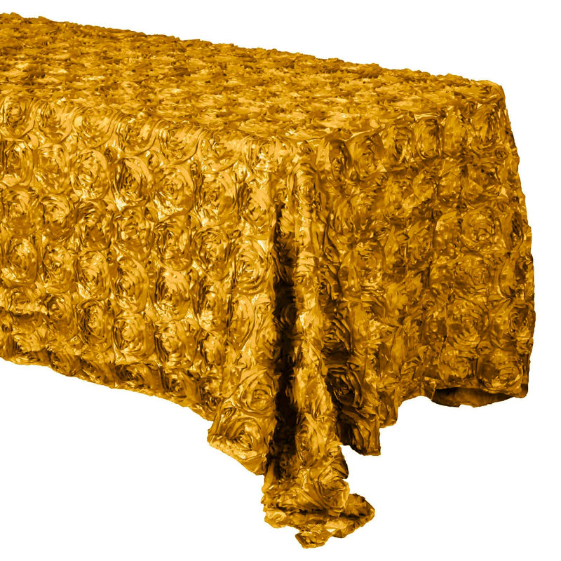 Silvie Floral Polyester Tablecloth, 108" x 54", Gold