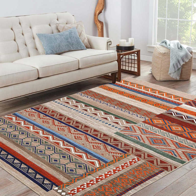 Vintage Patchwork Runner Rug Washable Grey Runners Hallway Non Slip Geometric Carpet Stain Resistant Tribal Soft Mat Low Pile Foldable