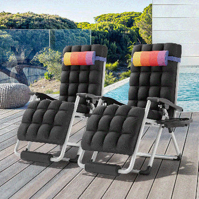 Reakwon Zero Gravity Reclining Chairs, Recliner Lounge Chairs with Cushions, Cup Holder and Footrest by Arlmont & Co.