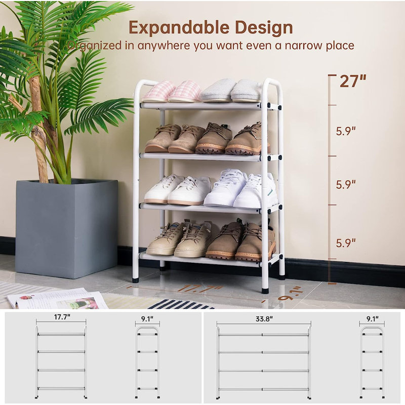 16 Pair Shoe Rack, White