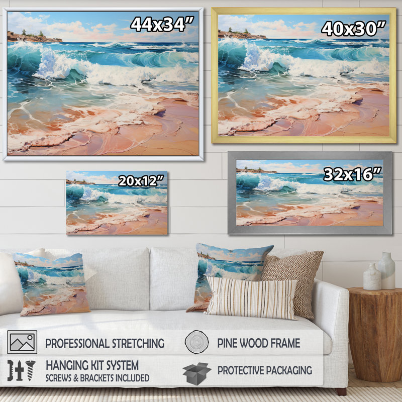 Beach Sand Euphoria II, reproduction d'art sur toile, Encadrement doré, H 12 po x l 20 po x P 1 po