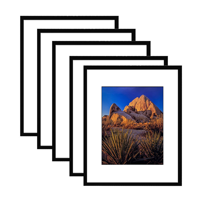 Cadre photo noir en panneau de fibres à densité moyenne avec verre PS, affichage mural 16 po x 20 po, 5