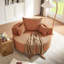 Fauteuil pivotant à 360 degrés - rouge orangé, sièges spacieux, chenille, coussins amovibles pour la vie, la chambre à coucher, utilisation de bureau 360 avec profondeur de siège en tissu d'ameublement en chenille, coussins, salon élégant, bureau,-904809100