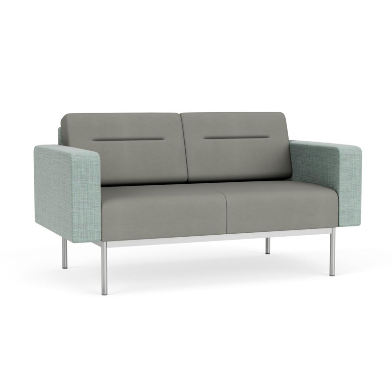 Causeuse de réception Darsey, Sans alimentation, Argent argent, Colombe Patriot Plus; écume de mer Chambray