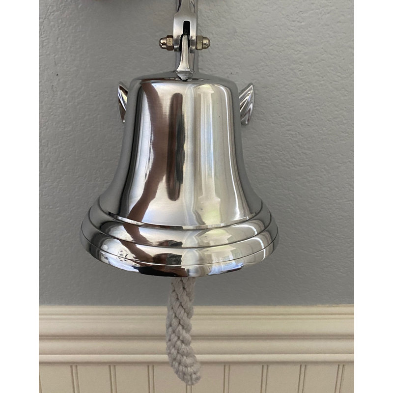 Nautical Silver Aluminum Ship Bell with Anchor and Rope