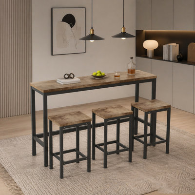 Ensemble de table de salle à manger longue avec 3 tabourets