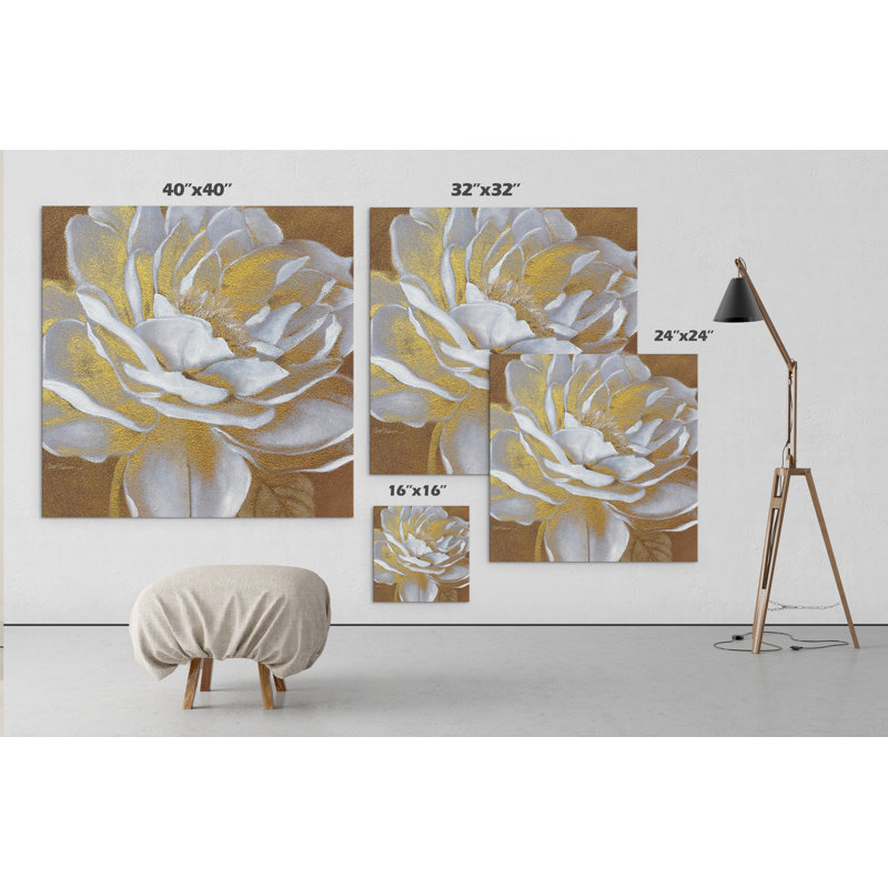 « golden fleuri i », reproduction d’impression sur toile tendue, H 16 po x l 16 po x P 1,5 po