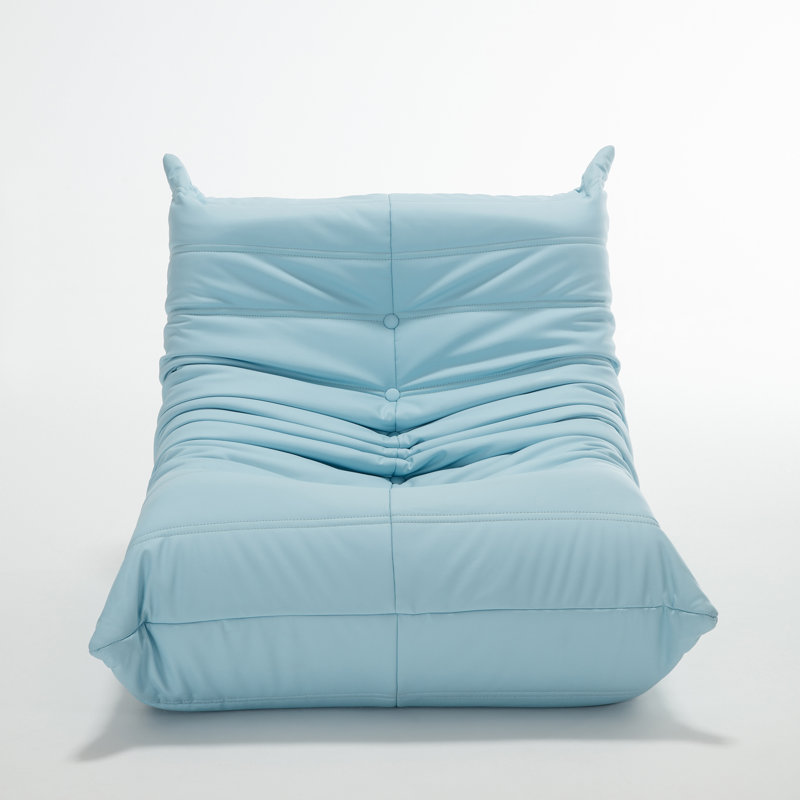 Fauteuil à billes en mousse mémoire, Similicuir bleu