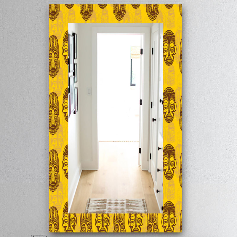 Miroir mural traditionnel tribal masks, H 39,4 po x l 29,5 po