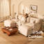 Canapé modulaire 108 po, canapé modulaire à assise profonde avec repose-pieds Cloud, canapé rembourré en lin pour salon et appartement, beige-2001255464-2001255466