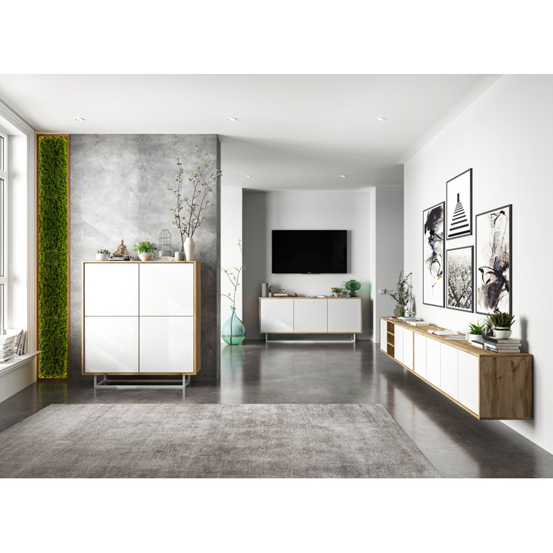 Creeve 113cm Sideboard, Oak Wotan/White Mat