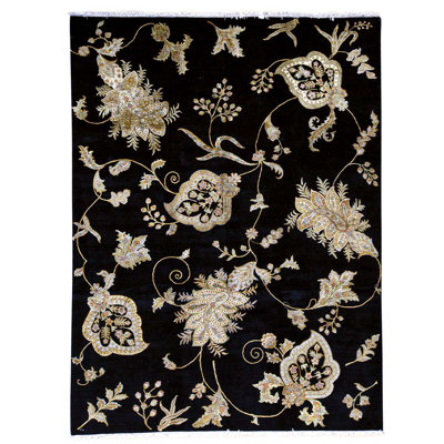 Hand-Knotted High-Quality Black Area Rug