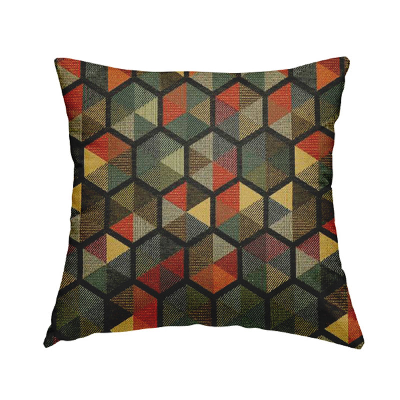 Macdonald Geometric Square Cushion, Black/Blue/Beige