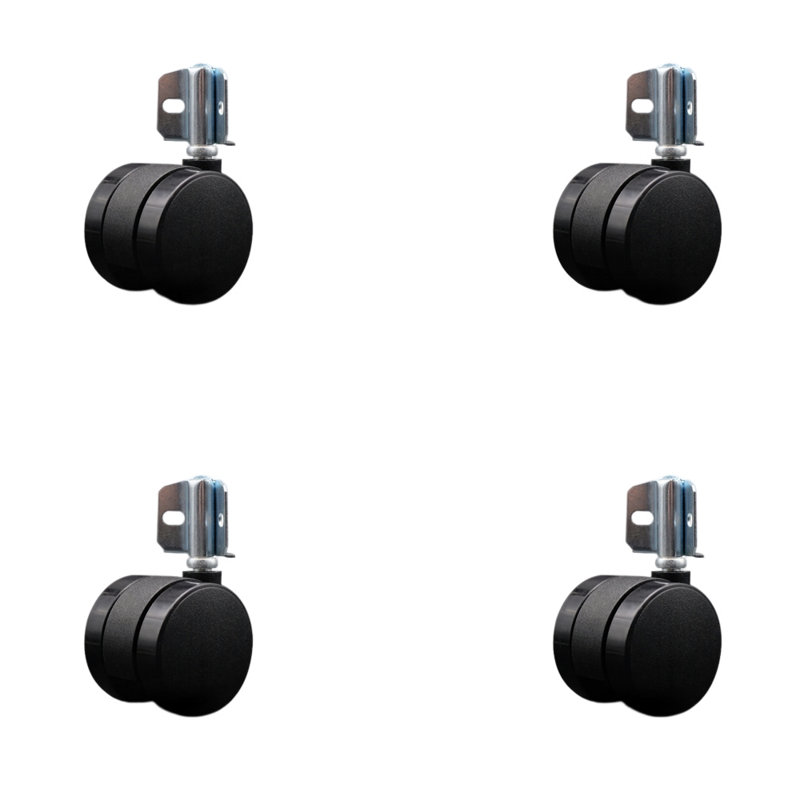 Ensemble de 4 roulettes doubles en nylon 2 pouces avec support de coin - Ensemble de 4 roulettes