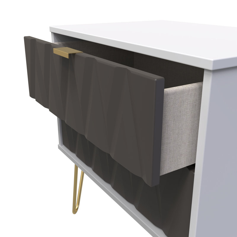 Baturhan 2 Drawer Midi Chest (Ready Assembled), Graphite/Grey