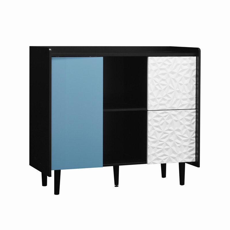 Atilana Accent Cabinet, Blue/Black/White
