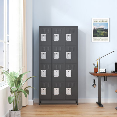 12 casiers en métal de 72 po de hauteur avec serrure pour les employés, armoire de rangement pour le garage de l'école de gym à domicile, assemblage facile