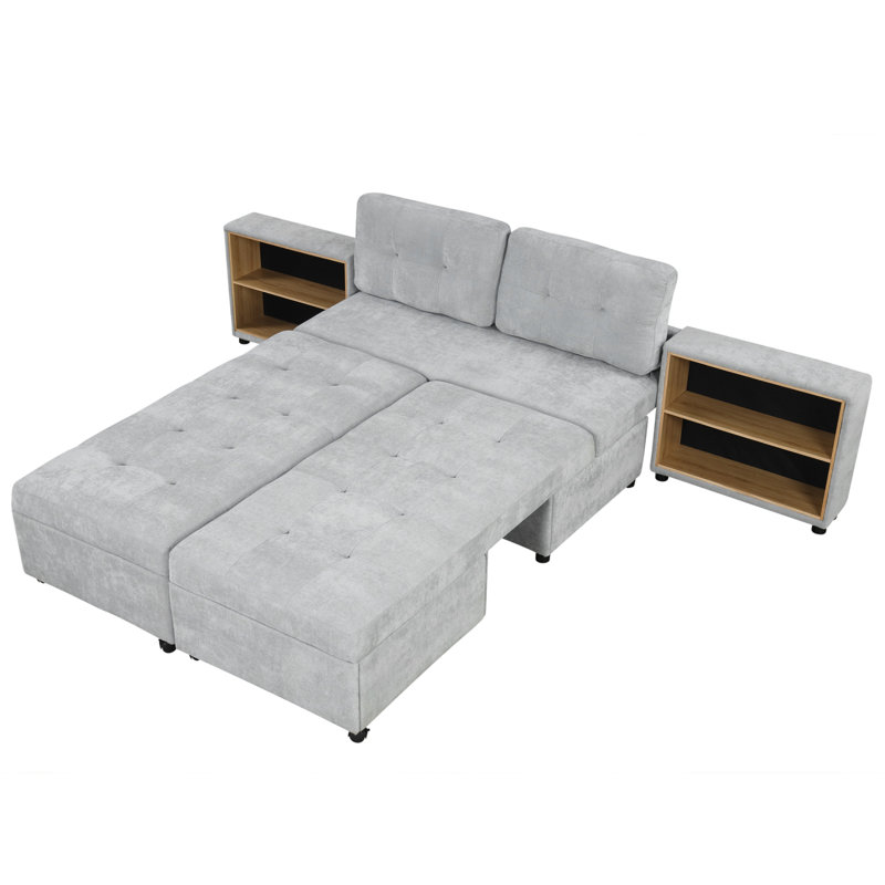 Canapé-lit modulaire avec deux rangements, Gris
