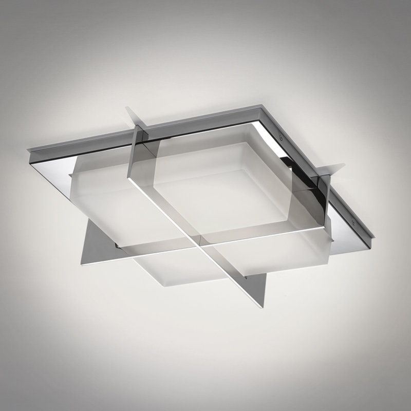 Razor 15'' Stainless Steel LED Flush Mount with Opal Etched Glass