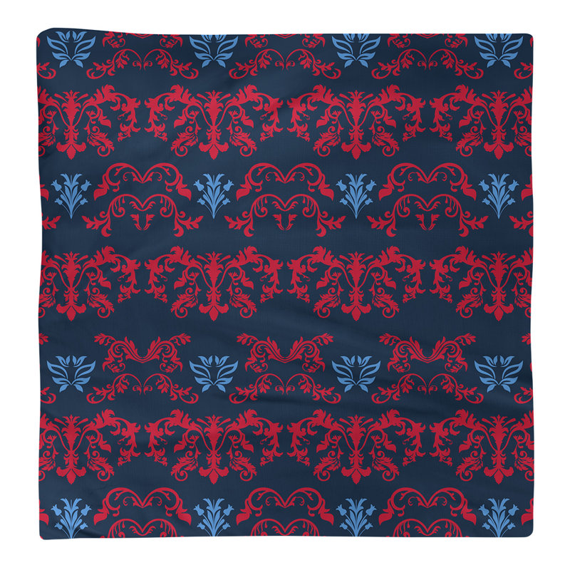 Damask Square Napkin, Red/Navy/Blue, Polyester, 10" W x 10" L
