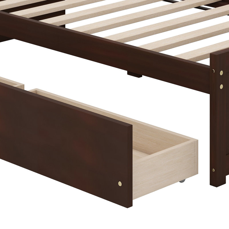 Solution de lit compact avec tiroirs de rangement coulissants, Espresso