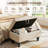 Rectangular Storage Ottoman Bench With Hinged Lid, Faux Leather Footrest For Living Room, Bedroom, Entryway, White, 28.5"X19"X17.5"-2138564188