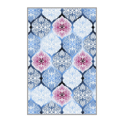 Tapis en polyester de qualité supérieure (5,2 x 7,5 pi), 100% antibactérien, antidérapant, 0,3 po de hauteur | Lavable à la machine, impression numérique 3D, tapis tissé durable | Idéal pour le salon, la chambre à coucher et les espaces repas