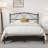 Metal Bed Frame with Headboard Heavy Duty Strong Steel Slat Support Platform Full Size Bed No Box Spring Needed, Easy Assembly, White-1610027480-1600606981