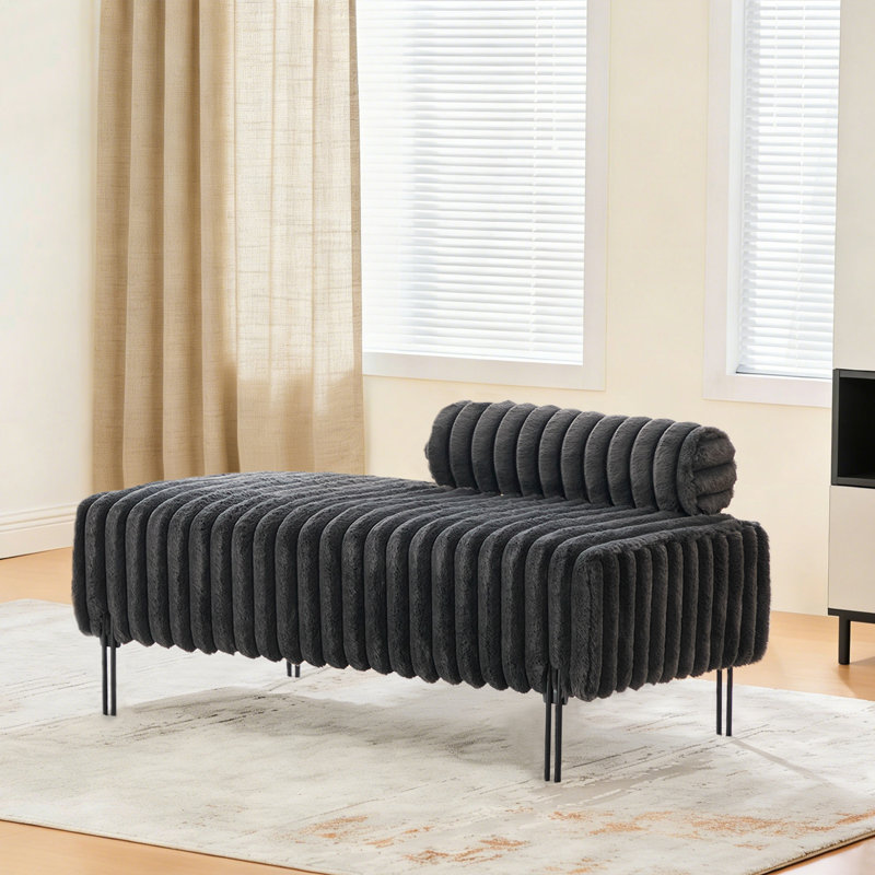 49.6" Wide Upholstered Mini Loveseat With Metal Legs, 2-Seater Small Sofa End Of Bed Bench Window Ottoman Footrest With Adjustable Back