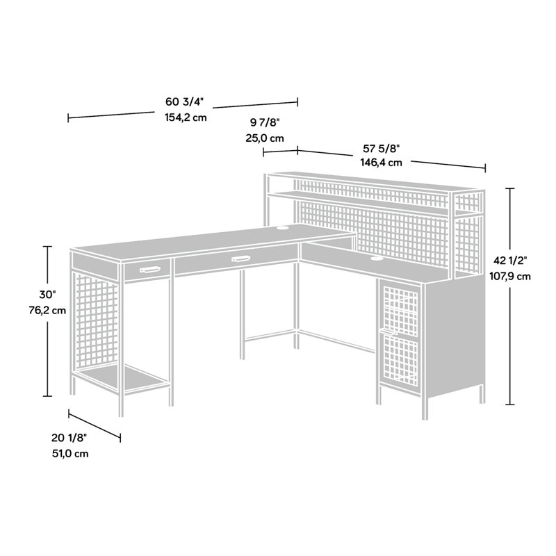 Bureau en L, finition brune