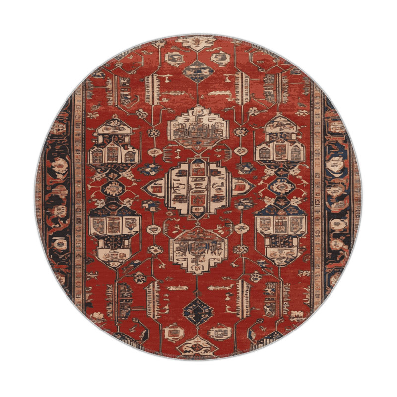 Tapis d'intérieur et d'extérieur brun Persian, Round 5'