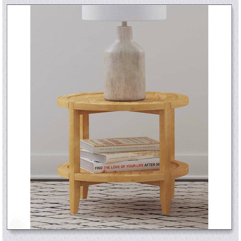 Table de bout latérale en bois d'érable massif Isbell Brown avec tablette inférieure pour le rangement et la présentation
