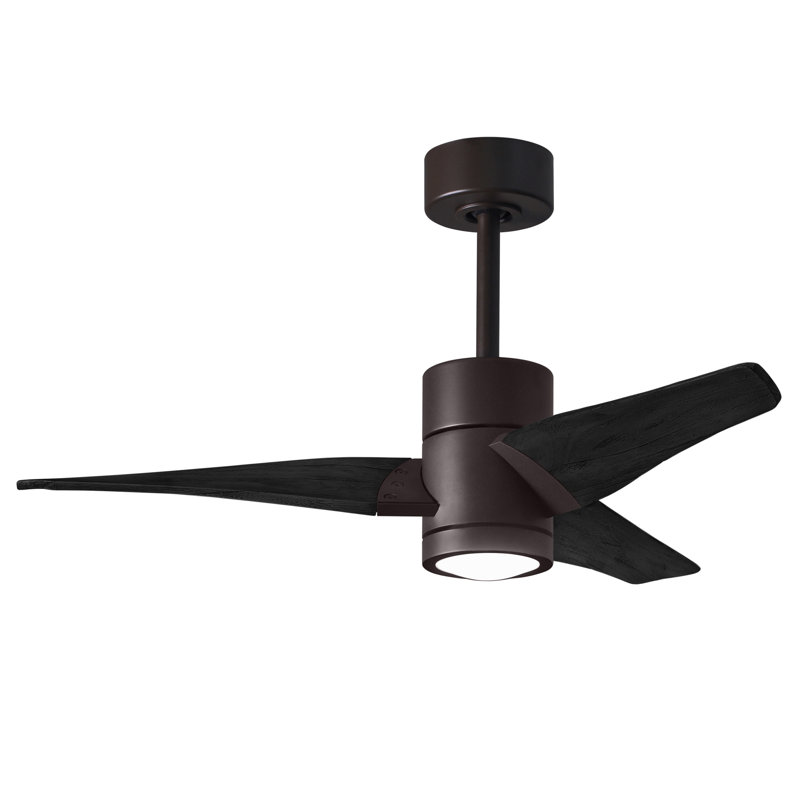 LED Downrod Ceiling Fan, Textured Bronze, Matte Black, 42"