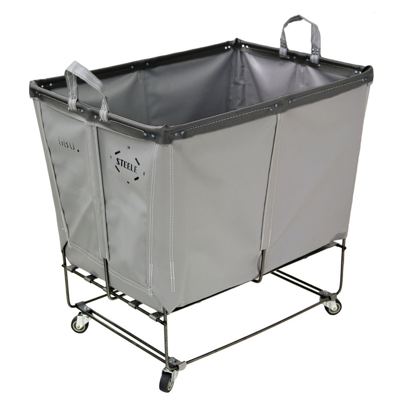 Rolling Laundry Basket with Handles, Black Leather, 0