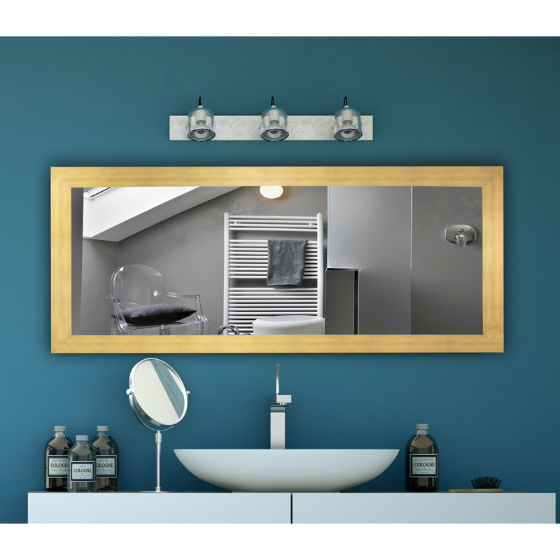 Engineered Wood Flat Mirror, 33" x 72", Matte Gold
