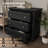 Black 3 Drawer Dresser for Bedroom, Wide Chest of Drawers with Vintage Handle-1861287919