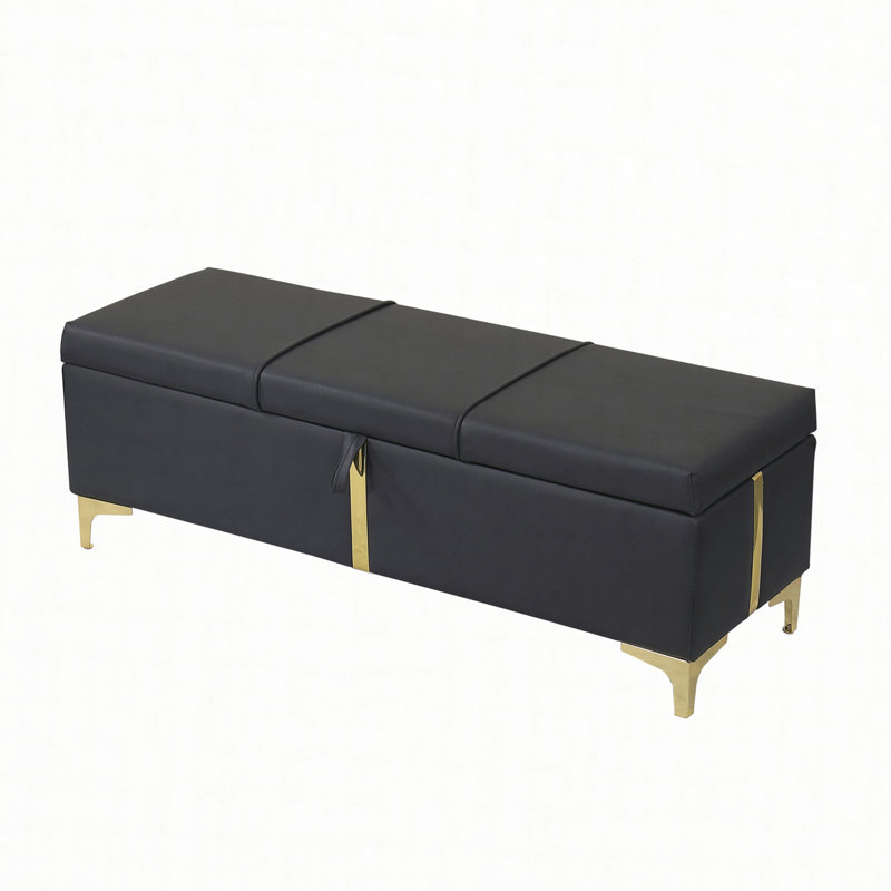 Zeger Upholstered Storage Bench, Black
