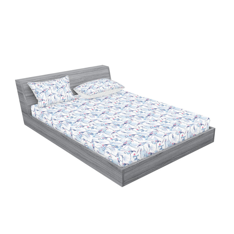 Ensemble de draps et taies décoratives Ambesonne Art flamant rose exotique bleu pâle et rose foncé