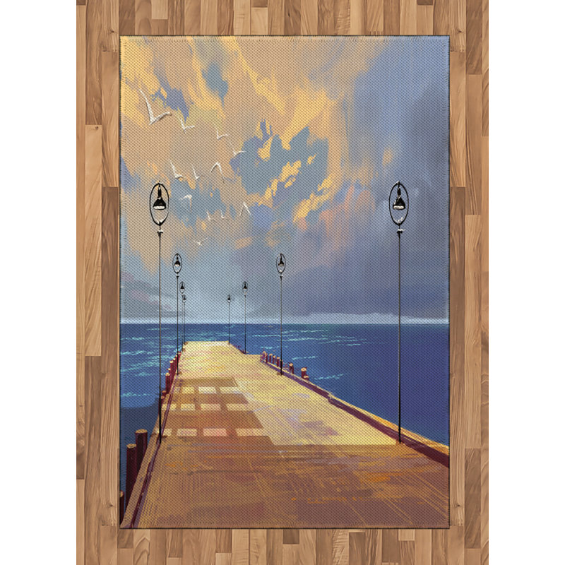 Wooden High Density Long Fiber Poly Threads Decorative Area Rug Carpet, Rectangle 4' x 5'8"