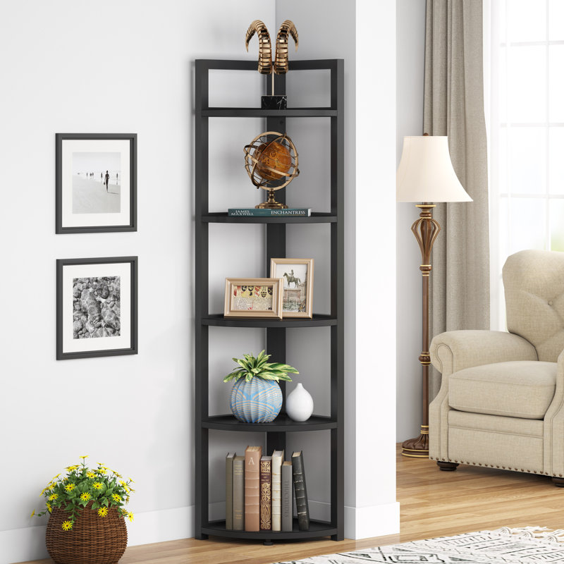 Bibliothèque de coin en bois H 59 po x l 11,81 po, Noir
