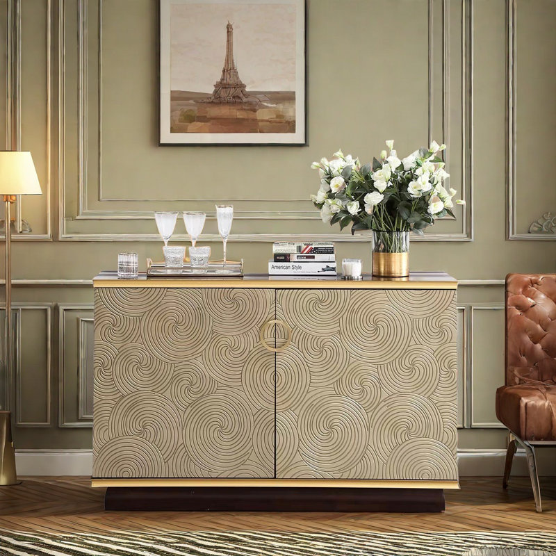 Buffet en bois massif clair et luxueux, Blond clair
