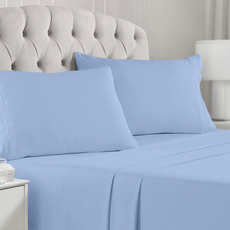 Draps de lit Mellanni 1800 bleu ciel divisé, Sky Blue, Split King Sheet Set