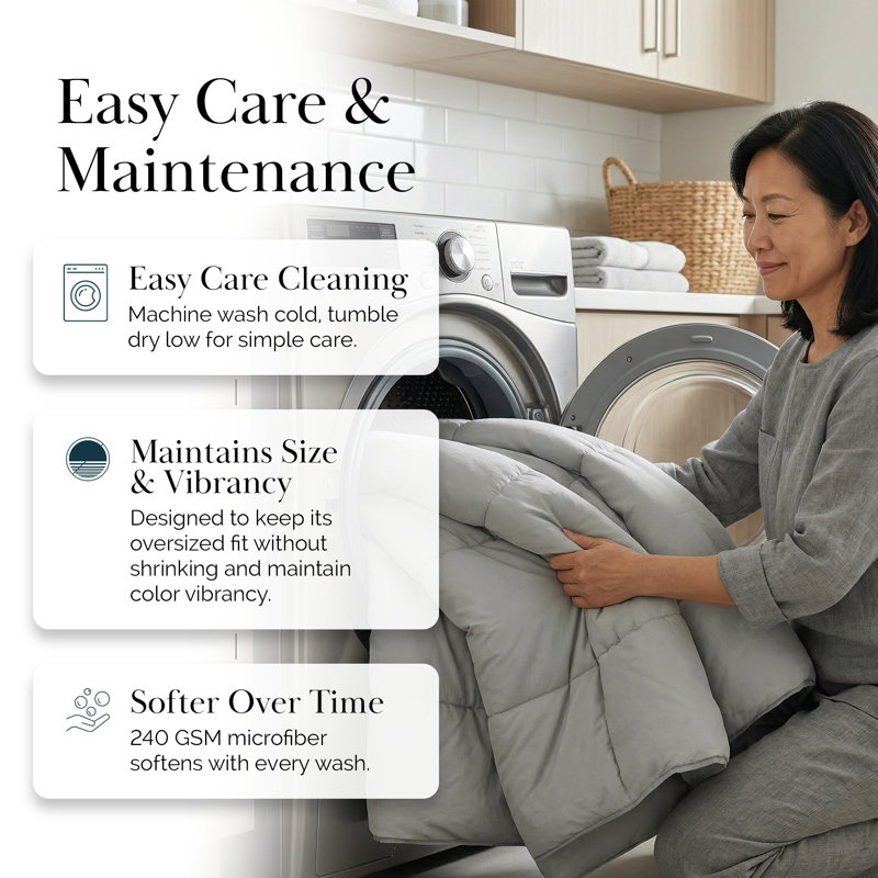 Édredon en duvet synthétique Southwest Fine Linens, Édredon grand, Gris acier
