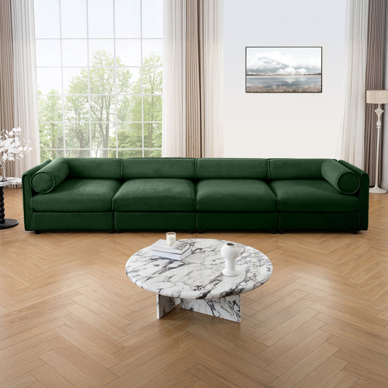 Canapé modulaire modulaire avec rangement, dossier cylindrique et accoudoirs, siège confortable profond, durable et de soutien pour le salon, canapé 4 places